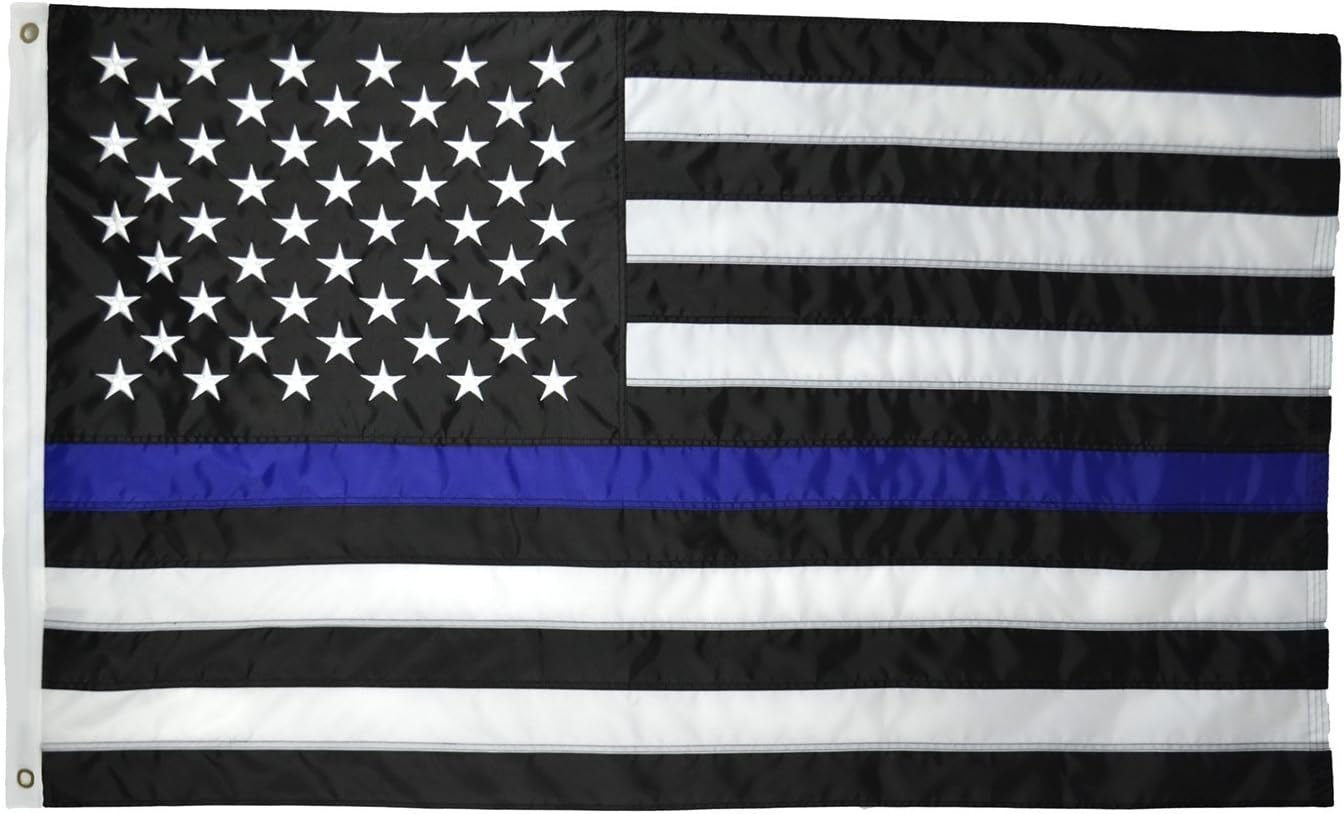 American Flag, Thin Blue Line Flag - 4X6 Embroidered Stars, Sewn Stripes American Flags for outside 4X6, Police Flag, Blue Thing Line