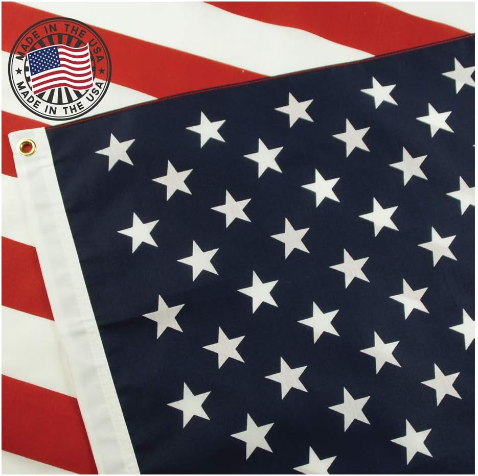 Grace Alley American Flag 3X5, Made in the USA, Heavy Duty Outdoor UV Fade Resistant, Waterproof, Vibrant Color, Long Lasting Polyester Cotton Blend with Brass Grommets