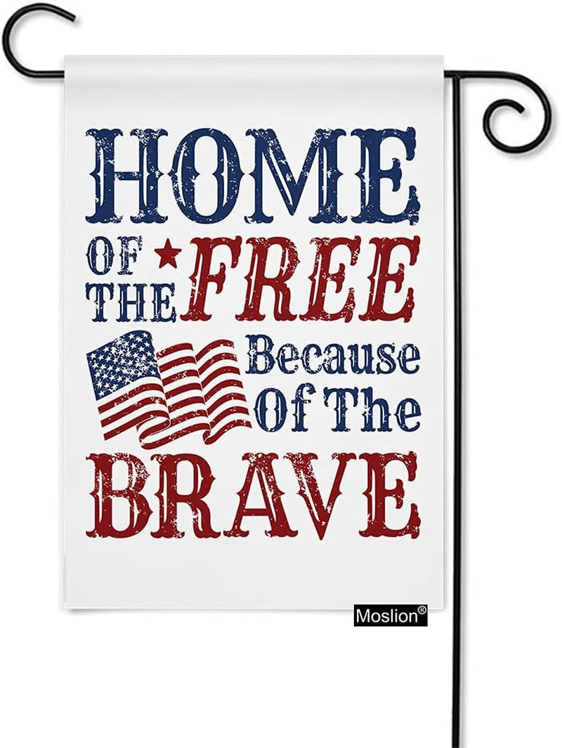 Home of the Free Because of the Brave Garden Flags Double Sided American Flag Use Red Blue Yard Flag 12.5X18 Inch Burlap Banners Home Decorative Outdoor Villa