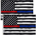 ANLEY Pack of 2 Fly Breeze 3X5 Foot Thin Blue Line and Red Line USA Polyester Flag - Vivid Color and Fade Proof - Honoring Law Enforcement Officers and Firefighter Polyester Flags 3 X 5 Ft