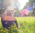 12 Pcs 12X18 Inch American Flags on Stick, American Flags for Outside, USA Stick Flag with Handheld and Grounded Multi-Purpose Flagpole, Design for Memorial Day, 4Th of July, Veterans Day, outside Decorations