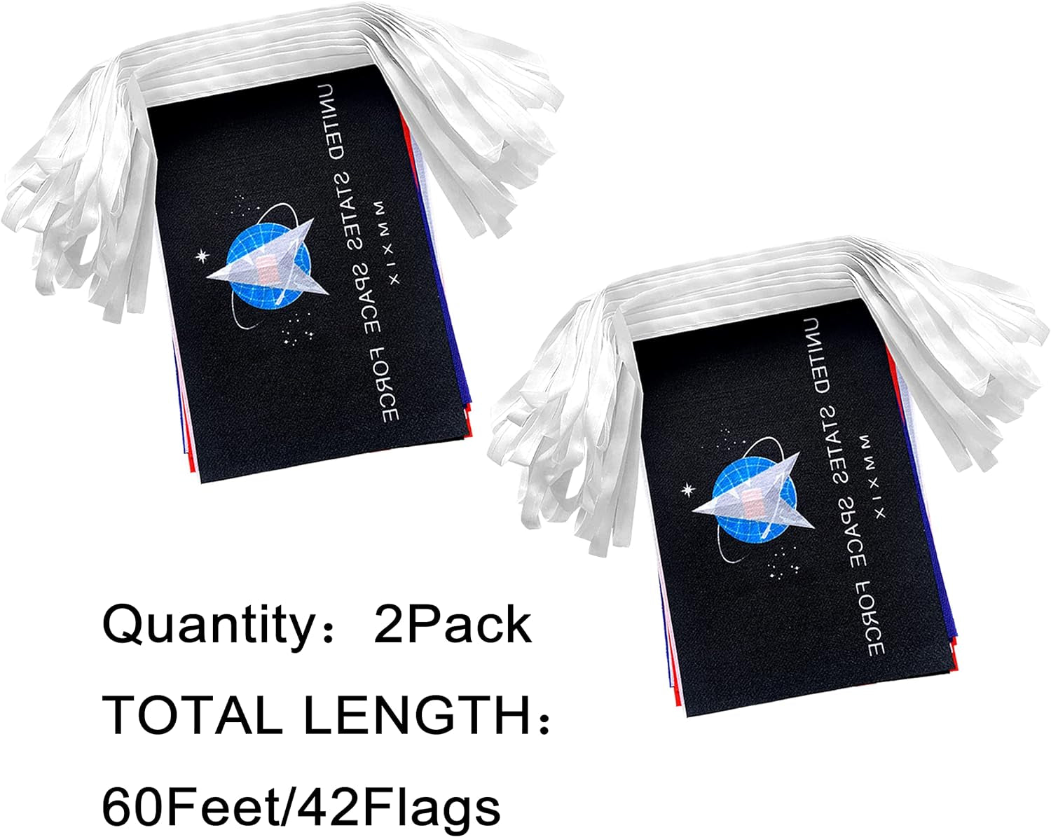 Consummate 2 String USA Military Flags Banner Set All Branches Bunting Flags for Memorial Day,Veterans Day Decorations,60 Feet 42 Flags