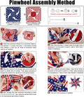 Wind Spinners Outdoor, 12Pcs American Flag Patriotic Pinwheels Red White and Blue Decorations, Garden Wind Spinners Patriotic Outdoor Decor Windmills for Yard Garden, Party Supplies, Memorial Day