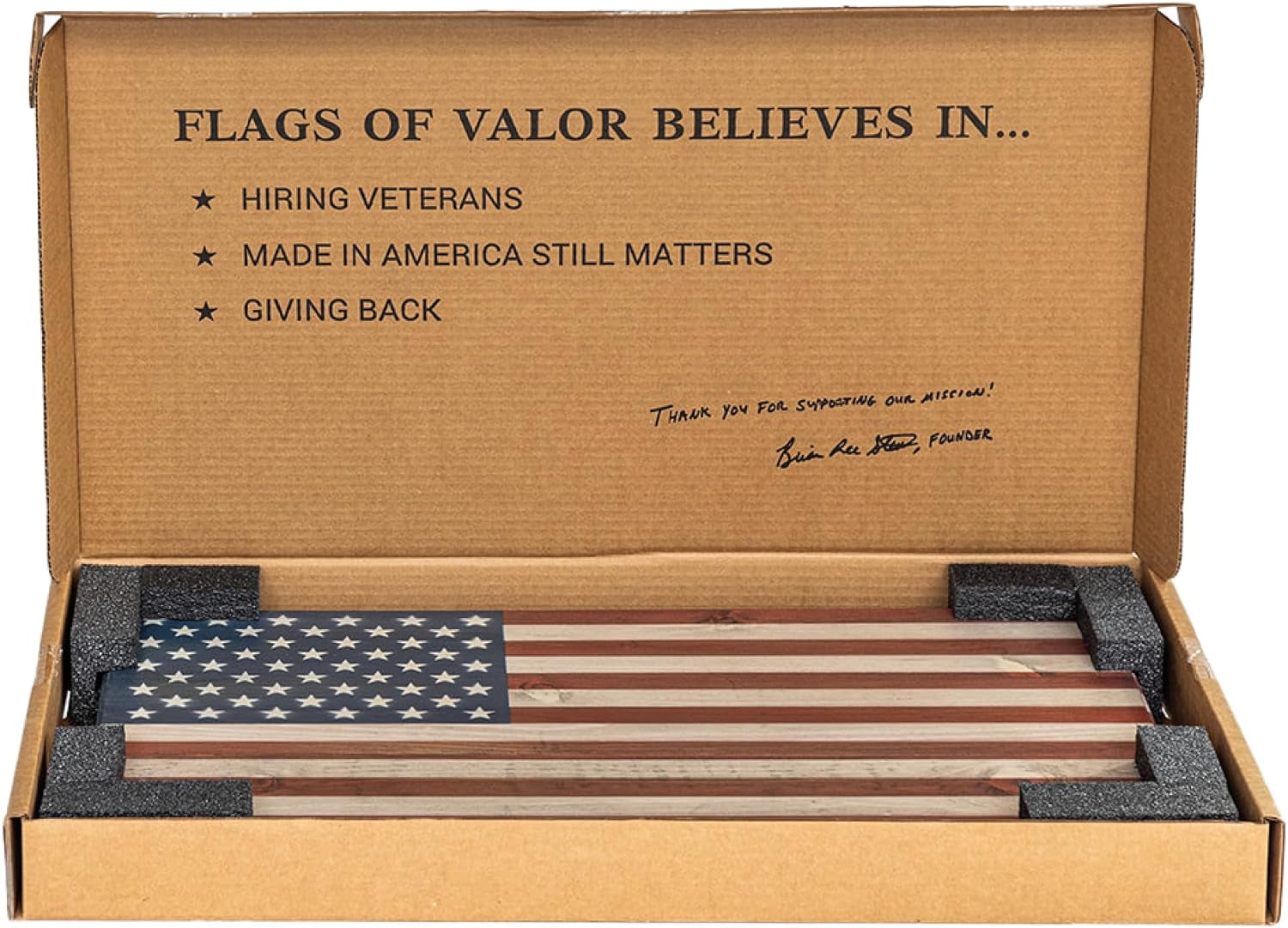 Flags of Valor Legacy Series Wooden American Flag | US Flag Wall Decor, Patriotic Wall Art, Made in USA by Veterans, Ready to Hang, Man Cave Room Decor for Men (Large, 22"H X 42"W)