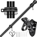 Flag Pole Kit, 6 FT Flagpoles for outside House, Heavy Duty Flag Pole Bracket, Tangle Free Flag Pole Ring, Stainless Steel Flagpole, Flag Poles for Outdoor, Porch, 1 in (Black)