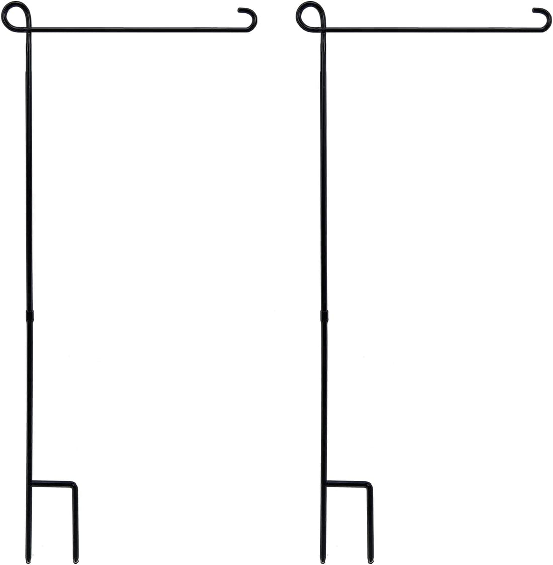 PHITRIC 2PC Garden Flag Holder Stand, Premium Powder-Coated Yard Flag Pole, Weather-Proof Black Metal Flagpole for Winter Garden Flag/Christmas Garden Flag/American Flag/Outdoor Garden Decor