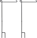 PHITRIC 2PC Garden Flag Holder Stand, Premium Powder-Coated Yard Flag Pole, Weather-Proof Black Metal Flagpole for Winter Garden Flag/Christmas Garden Flag/American Flag/Outdoor Garden Decor