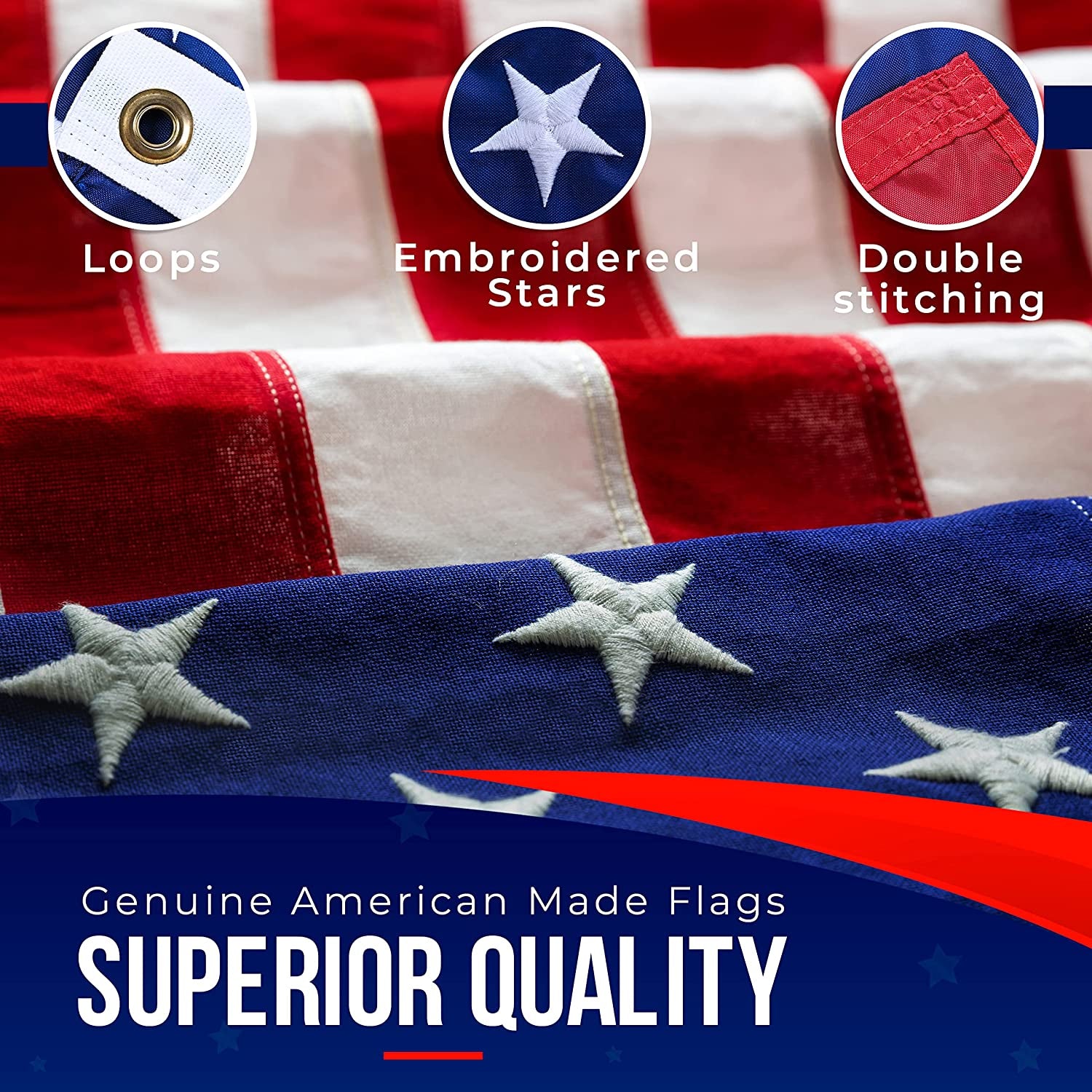 American Flags for outside 3X5 American Flag 100% Made in USA -US Flag 3X5 Heavy Duty Outdoor with Embroidered Stars and Sewn Stripes | Outdoor Flag for High Wind - FMAA Certified