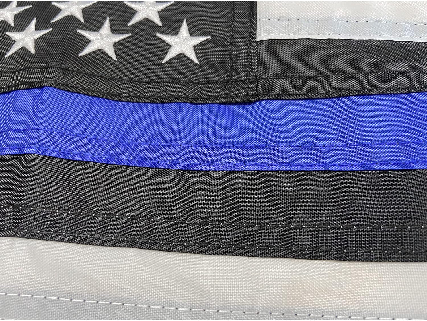 Homissor Thin Blue Line Flags 12X18 Outdoor - Embroidered Stars Police Boat Flag, Heavy Duty Back the Blue Flag Stripe Blue Line Lives Matter Flags Banner with 2 Brass Grommets