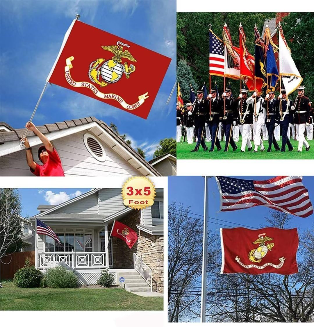 US Marine Corps USMC Flag 3X5 Outdoor Double Sided - Heavy Duty Polyester US Military Army Flags Long Lasting with 2 Brass Grommets…