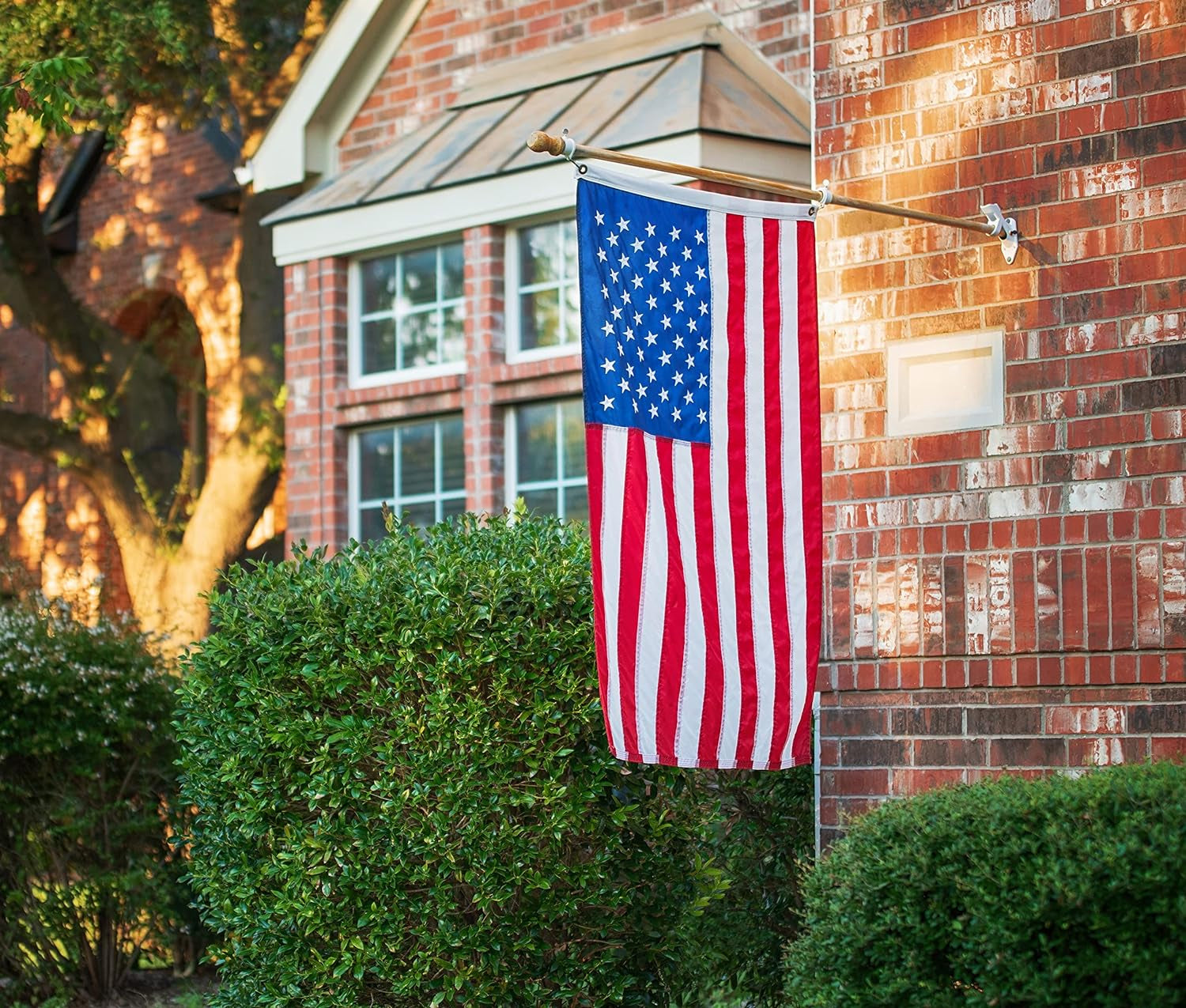 American Flag 5X8 Ft Tearproof Series for Outside, 100% in USA, Longest Lasting, Super Tough Fade Resistant Spun Polyester, High Wind US Outdoor Flags Embroidered Stars, Sewn Stripes, Brass Grommets