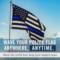 Thin Blue Line USA Flag 5X8 Ft | Heavy Duty Police Flag | Back the Blue | Blue Lives Matter Flag | Quadruple Stitched Fly End | Durable High-Performance 210D Nylon for High Winds | Brass Grommets