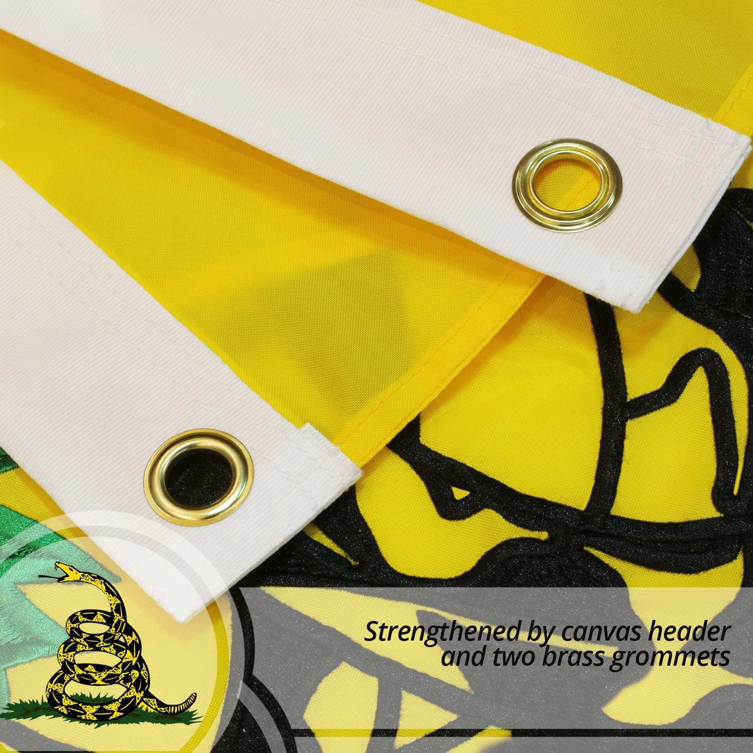 Anley Everstrong Series Embroidered Don'T Tread on Me Flag 3X5 Feet - Embroidery & Heavy Duty Canvas Header - 4 Rows of Lock Stitching - Gadsden Tea Party Nylon Flags with Brass Grommets