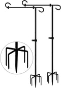 49 Inch Extra Tall Garden Flag Stand Holder Pole with 5 Prong Bases for 12 X 18 outside Fall Yard Flags Décor, Matte Black & 2 Packs