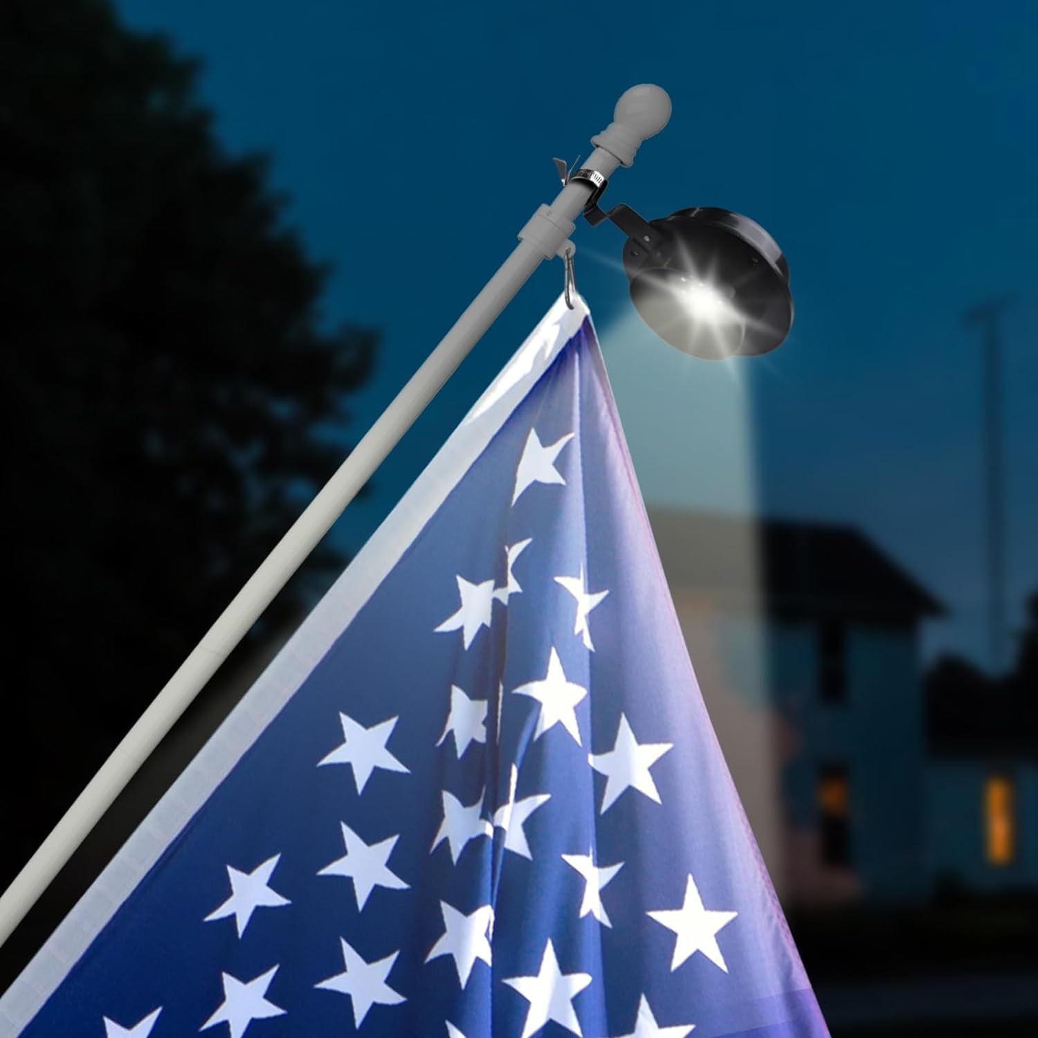 Flag Pole Light Solar Powered Outdoor Top Mounted Flagpole Solar Light, Metal Clamps Fits 1”To 1.5”Flagstaff , Brightest Flagpole Lights 13 LED Dusk to Dawn for Wall-Mount Spinning Flag Poles BLACK Y