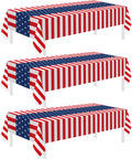 3 Pack Patriotic Tablecloth, Disposable Plastic Tablecloth 54