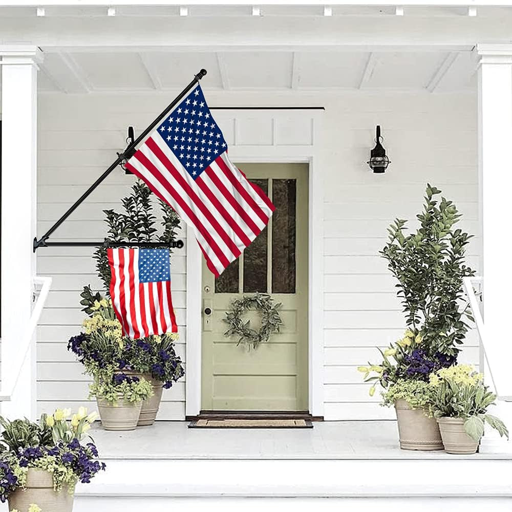 ZMTECH Flag Pole - Upgraded Bracket, (2 Packs) 6 FT Stainless Steel Flag Poles for outside House, Residential or Commerical, Tangle Free Flag Pole Kit for American Flag (Without Flag, White)
