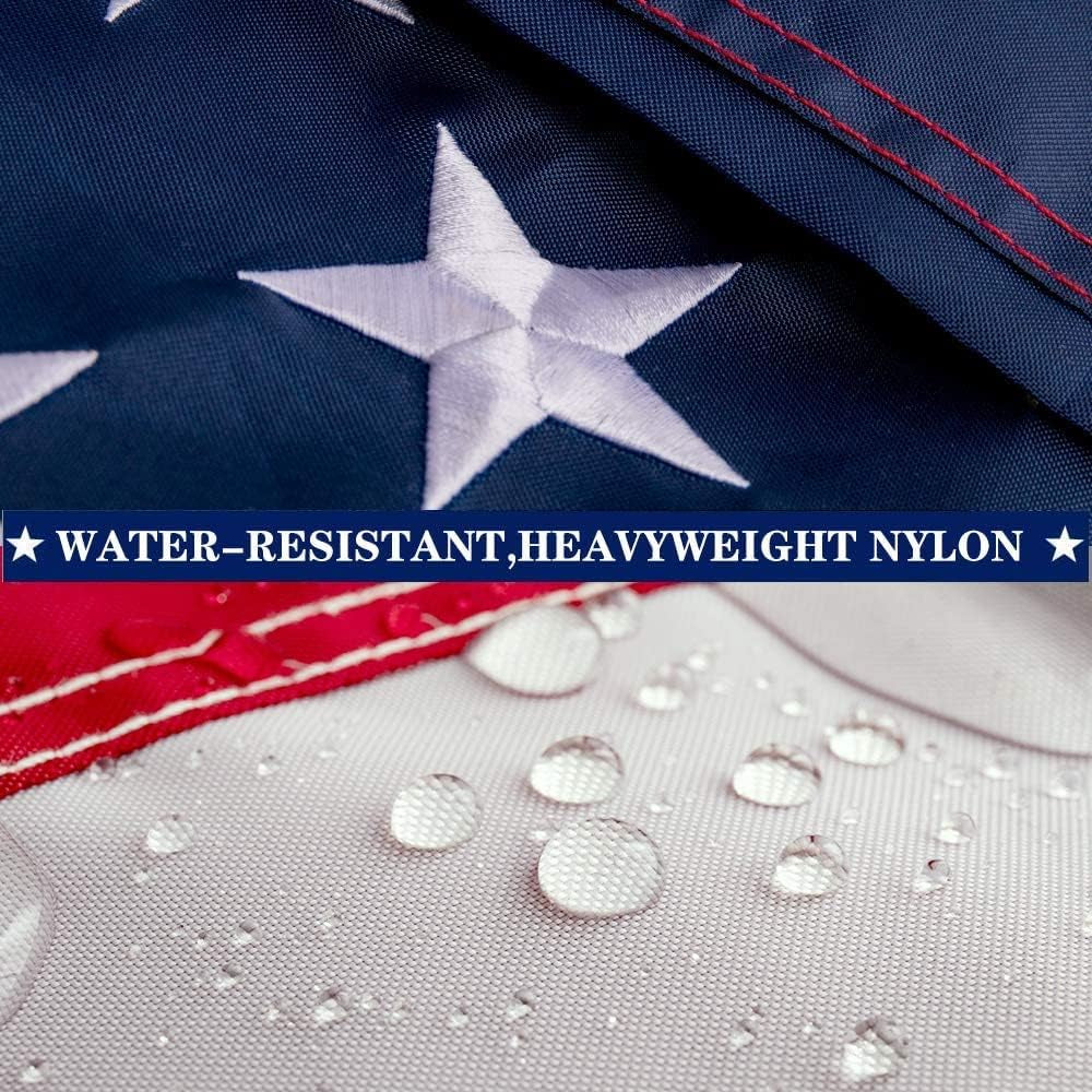 American Flag 1X1.5 Ft Pole Sleeve Banner Style-Embroidered Stars,Sewn Stripes,Uv Protected,Heavy Duty Durable Nylon USA US Outdoor Indoor Flags (Pole NOT Included)
