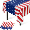 3 Pack Patriotic Tablecloth, Disposable Plastic Tablecloth 54