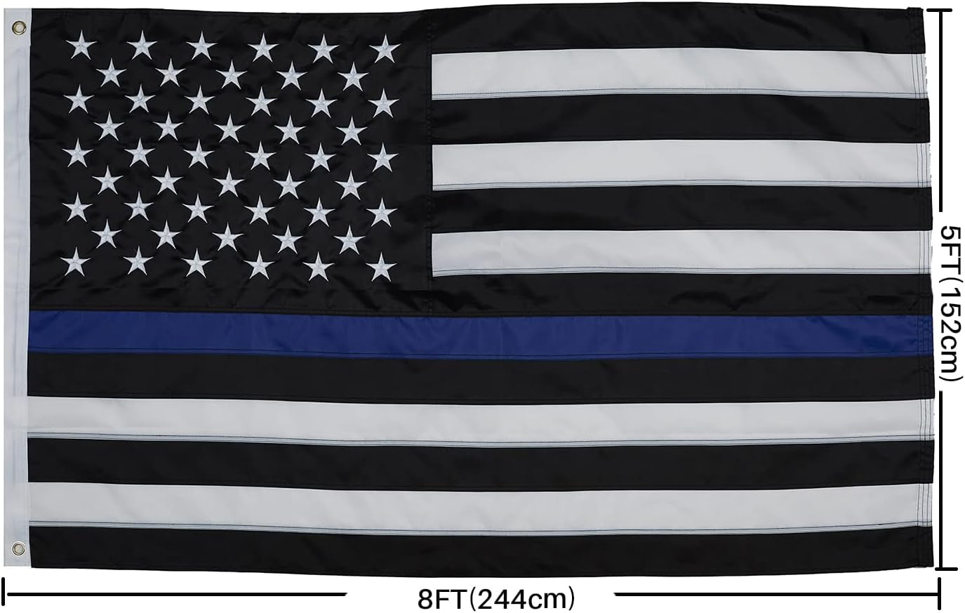 Thin Blue Line Flag 3X5 Outdoor Police Flag 3X5 Feet Made in USA Back the Blue Flags Embroidered Stars and Sewn Stripes Blue Lives Matter Support First Responders