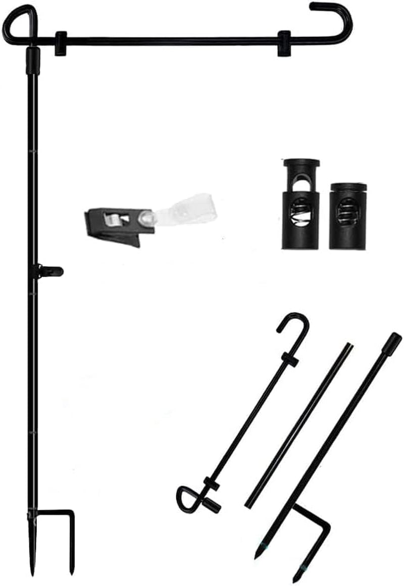 Garden Flag Stand Banner Flagpole, Black Wrought Iron Yard Garden Flag Pole - Holds Flags up to 12.5" in Width for Outdoor Garden Lawn
