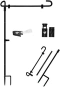 Garden Flag Stand Banner Flagpole, Black Wrought Iron Yard Garden Flag Pole - Holds Flags up to 12.5