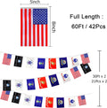 Consummate 2 String USA Military Flags Banner Set All Branches Bunting Flags for Memorial Day,Veterans Day Decorations,60 Feet 42 Flags