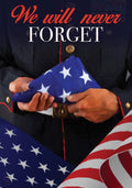 We Will Never Forget Military Bereavement Garden Flag 12.5