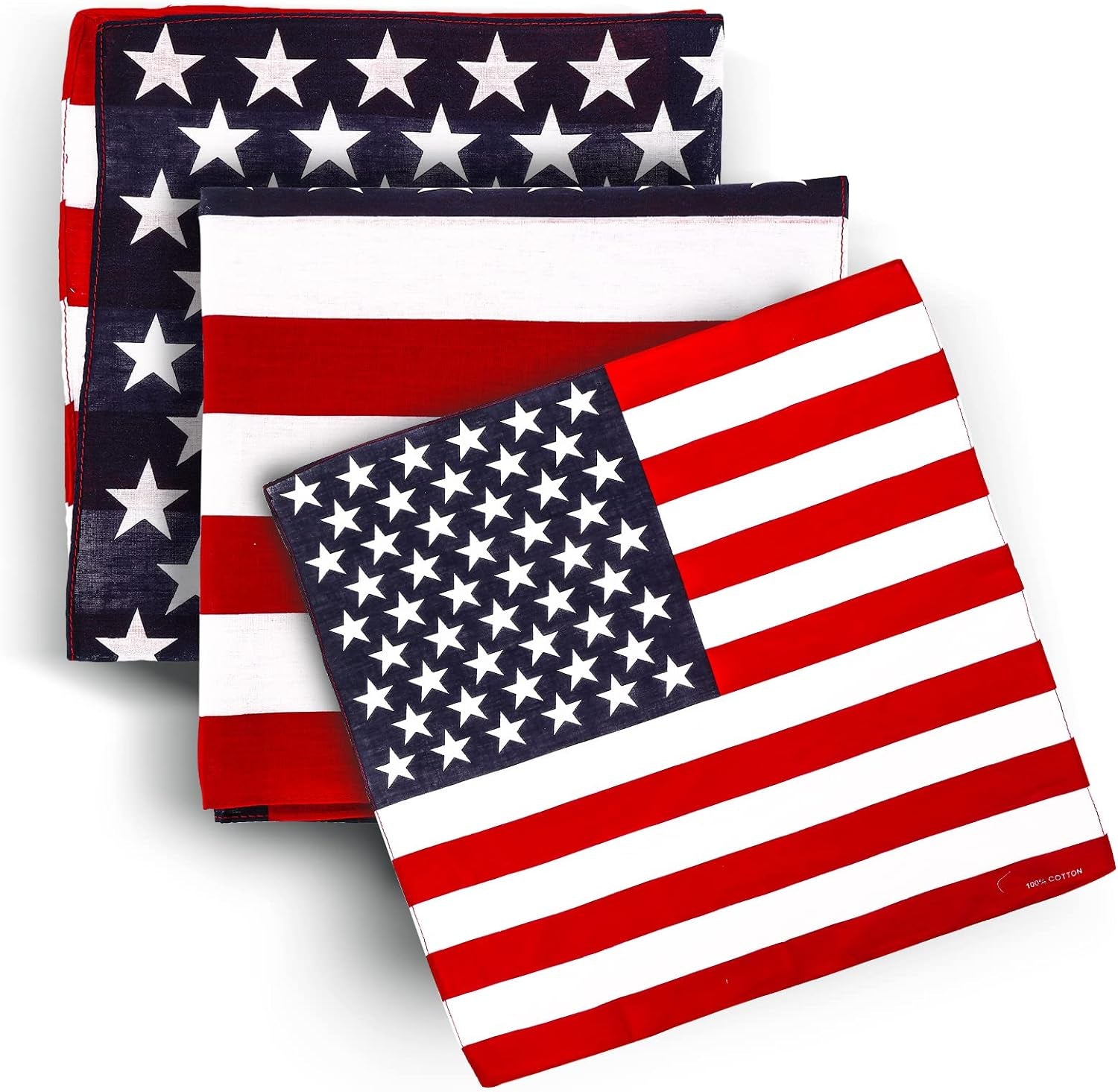 3 Pieces American Flag Bandana USA Flag Pattern Headband Kerchief Unisex Cowboy Bandanas Patriotic Accessories