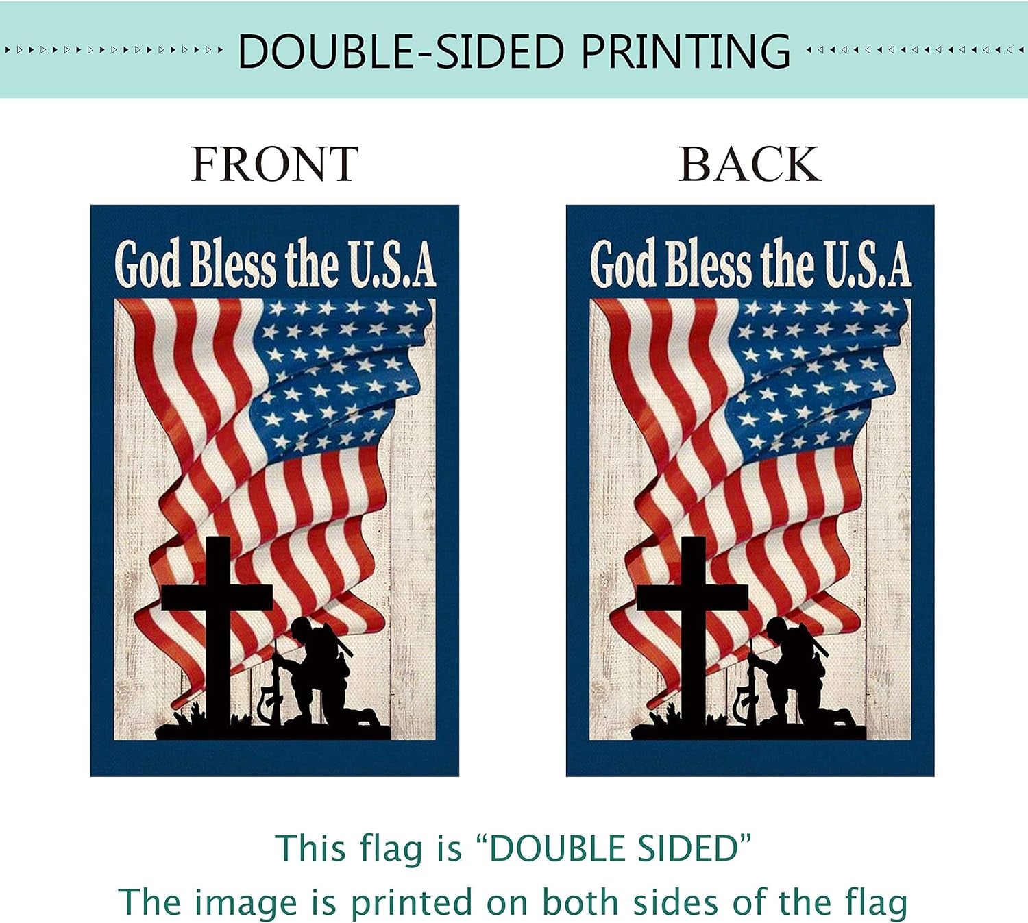 Baccessor God Bless America 4Th of July Double Sided Burlap Flag, 28 X 40 Inches, Premium Fabric & Weather Resistant, Holiday Decoration