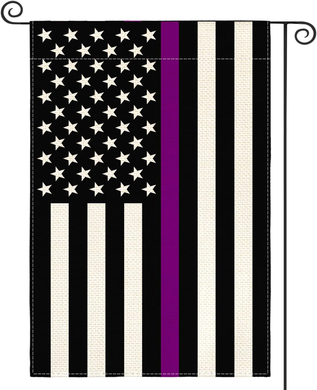 AVOIN Colorlife Thin Purple Line Security Garden Flag 12X18 Inch Double Sided Outside, American Stars and Stripes Patriotic Yard Outdoor Decoration