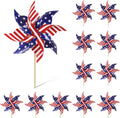 Wind Spinners Outdoor, 12Pcs American Flag Patriotic Pinwheels Red White and Blue Decorations, Garden Wind Spinners Patriotic Outdoor Decor Windmills for Yard Garden, Party Supplies, Memorial Day