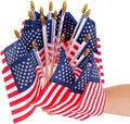 100 Pack 8X12 Inch American Flags on Stick, USA Wood Stick Flags with Kid-Safe Spear Top, American Flags for Outside, Veterans Day Decorations, Memorial Day Decorations, 4Th of July Decorations