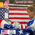 American Flags for outside 5X8 Made in USA, Heavy Duty Nylon American Flag with Embroidered Stars for Outdoor High Wind, Weather Proof US USA Flags