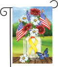 Support Our Troops Mason Jar Garden Flag Floral 12.5