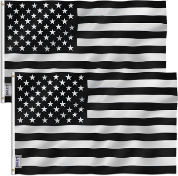 ANLEY Pack of 2 Fly Breeze 3X5 Foot Black and White American Flag - Vivid Color and Fade Proof - Canvas Header and Double Stitched - Recession USA Flags Polyester with Brass Grommets 3 X 5 Ft