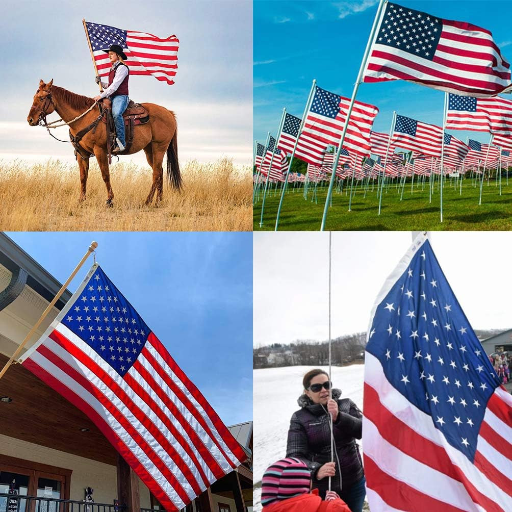 Duduta Embroidered American USA Flag 3X5 Feet, Heavy Duty Nylon US Flag Outdoor Indoor, Sewn Stripes Reinforced Header