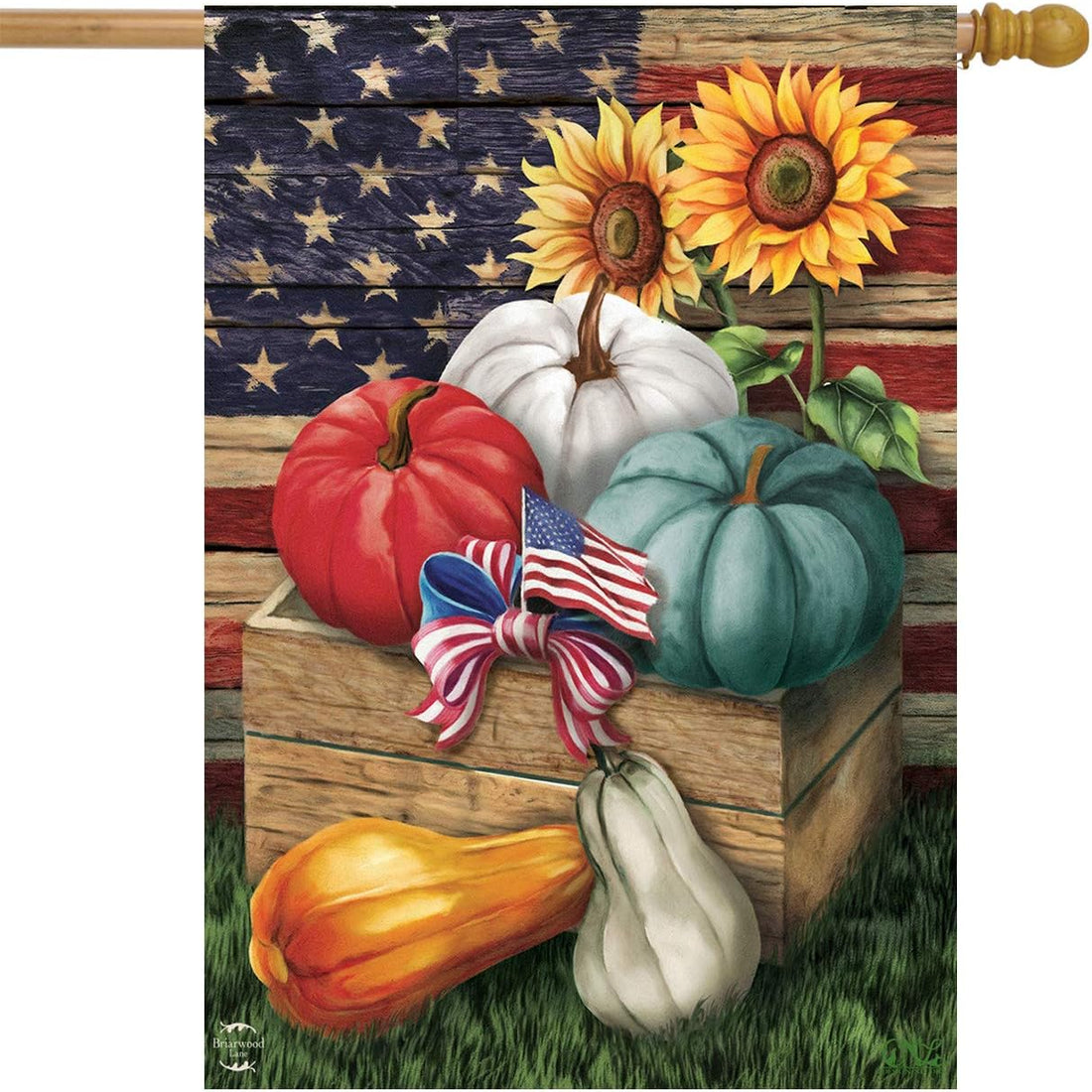 Patriotic Pumpkins Autumn Fall House Flag 40" X 28" Briarwood Lane