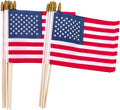 100 Pack 8X12 Inch American Flags on Stick, USA Wood Stick Flags with Kid-Safe Spear Top, American Flags for Outside, Veterans Day Decorations, Memorial Day Decorations, 4Th of July Decorations