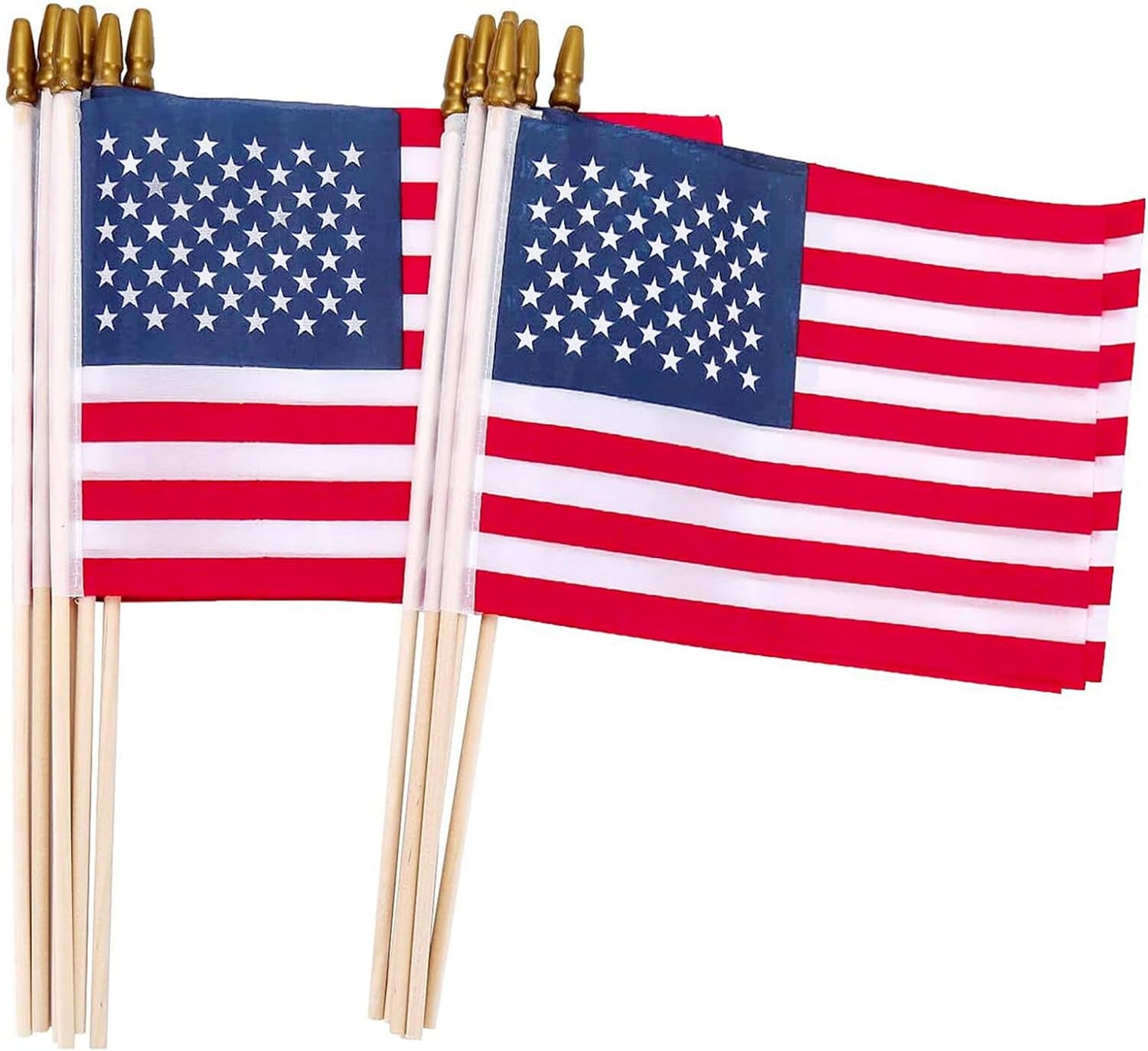 24 Pcs 8X12 Inch American Flags on Stick, USA Wood Stick Flags with Kid-Safe Spear Top, American Flags for Outside, Memorial Day Decorations, 4Th of July Decorations