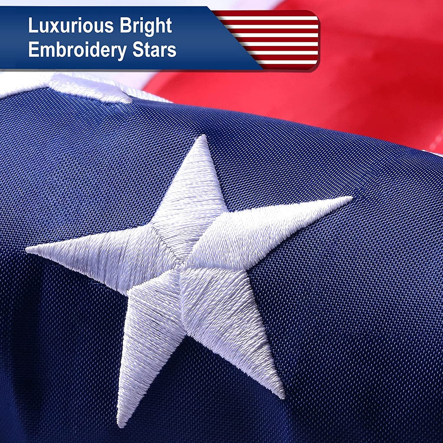 American Flag 3X5 Outdoor 150D - 100% in USA Premium US Flag 3X5 Ft 150D, American Flags for outside 3X5, USA Flag with Luxury Embroidered Stars, Brass Grommets (3X5 FT American Flag 150D)