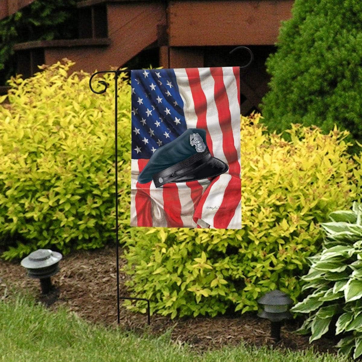 Police Hat Garden Flag Emergency Services Policeman Patriotic 12.5" X 18"