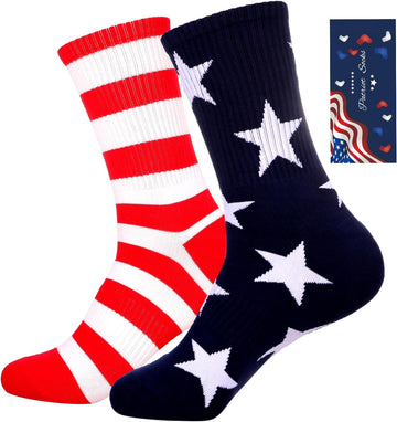 ZXGXLAW American USA Flag Socks Funny Men Women 4Th July Middle Star and Stripe Patriotic Freedom Day Gifts