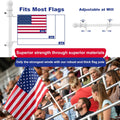 Flag Pole for Kit, 5FT White Tangle Free Porch Metal Aluminum Flagpole with Upgraded Bracket for 3X5 American Flag, White Adjustable Outdoor Flag Poles for Porch, Outside, Truck,Yard, Garden
