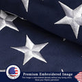 This 100% Cotton 3X5 Ft American Flag, Heavy Duty, Made in USA, Longest Lasting, Embroidered Stars, Sewn Stripes, Brass Grommets, the Best Cotton US Flags for Indoor and Outdoor Decor