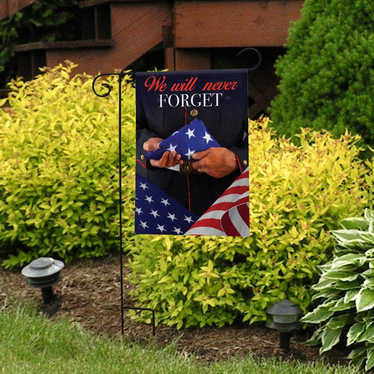 We Will Never Forget Military Bereavement Garden Flag 12.5" X 18" Briarwood Lane