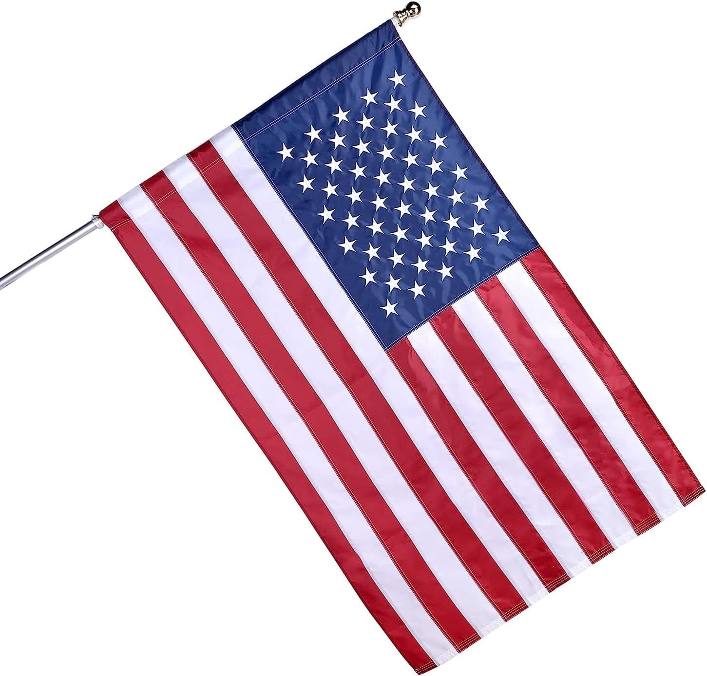 American Flag Pole Sleeve-American Flags for outside 3X5 (Pole Not Included), Embroidered Stars, Sewn Stripes, UV Protected, American Flag Banner