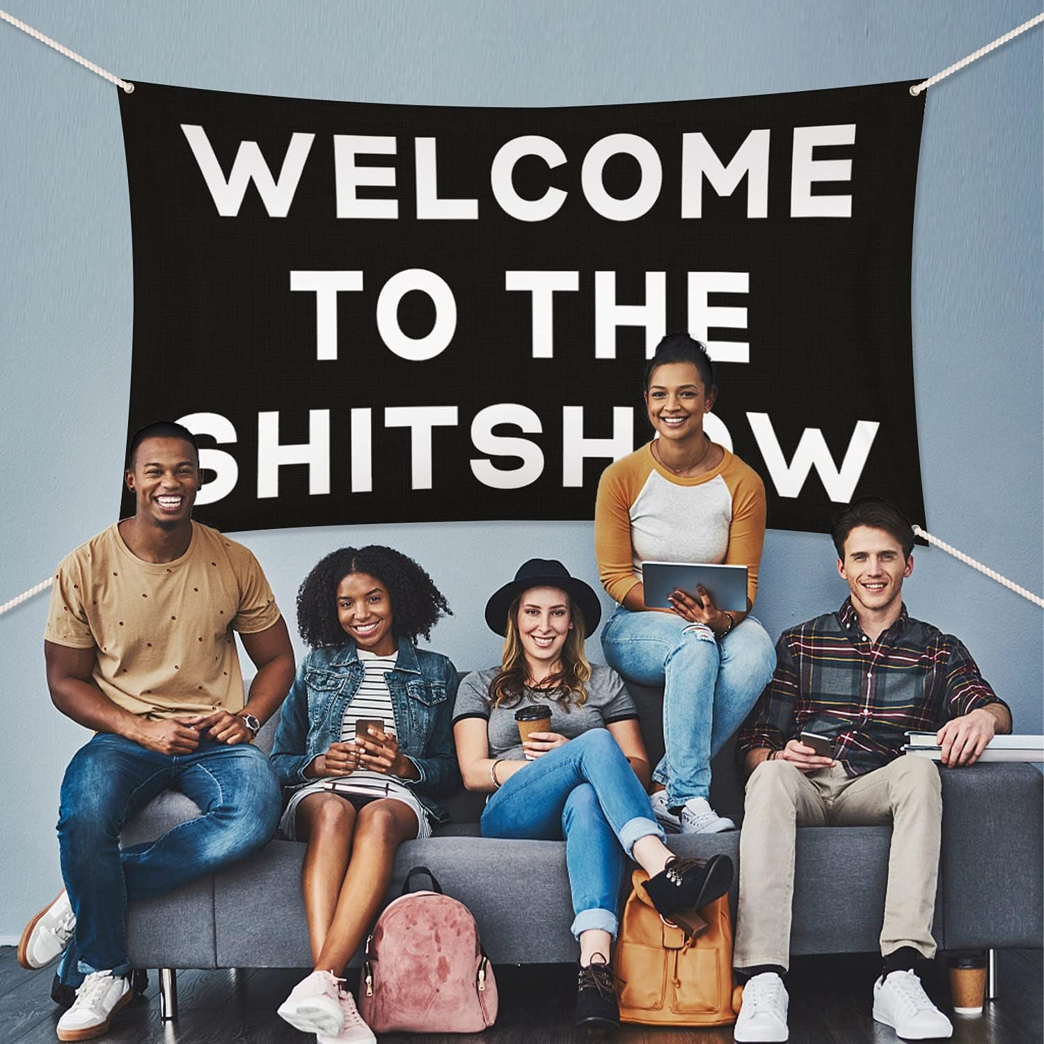 Probsin Welcome to the Shitshow Flag,3X5 Feet Banner,Funny Poster UV Resistance Fading & Durable Man Cave Wall Flag with Brass Grommets for College Dorm Room Decor,Outdoor,Parties,Gift,Tailgates