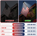 Delux American Flag with Pole and Solar Light Kit, 6 FT No Tangle Metal Pole with Holder, 128 LED Solar Powered Light, Embroidered Flag 3X5 FT, Set for 10 Hours Use for Night House Outdoor (Black)