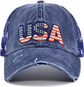 Patriotic-Usa-Baseball-Caps Woman-Man-Washed-Worn-Out-Mesh-Sun-Hat for 4Th July (Size M)